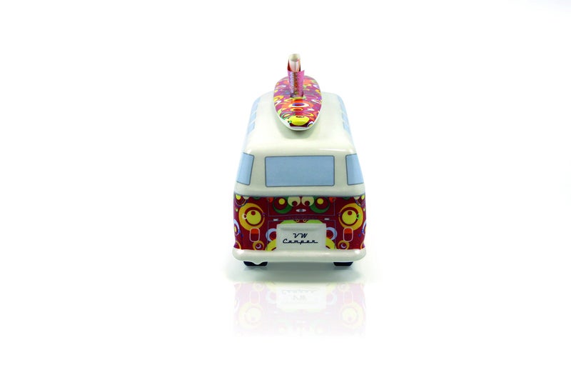 BRISA VW Collection - Volkswagen Savings Bank Piggy Bank Money Coin Box with Surfboard in T1 Bus Samba Design (Classic Bus/Red) - Image 2